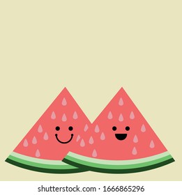 a flat simple vector watermelons with different emojis