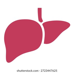 Icono plano simplificado del hígado que muestra la educación de la anatomía digestiva humana