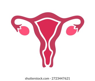 Icono plano de anatomía simplificada del útero que representa la salud reproductiva femenina