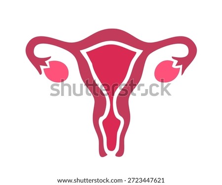 Flat simplified uterus anatomy icon representing female reproductive health
