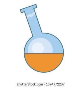 A flat single round bulb isolated on a white background for science. A vector stock illustration with glass magic or mystic bottle.