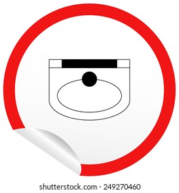 Flat sink icon on sticker for floor plan outline. Line editable EPS10 vector furniture illustration. View from above