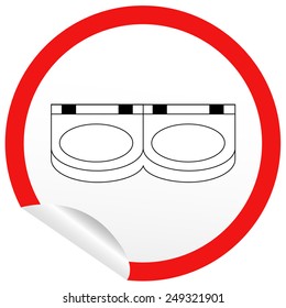 Flat sink icon on sticker for floor plan outline. Line editable EPS10 vector furniture illustration. View from above