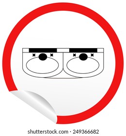 Flat sink icon on sticker for floor plan outline. Line editable EPS10 vector furniture illustration. View from above