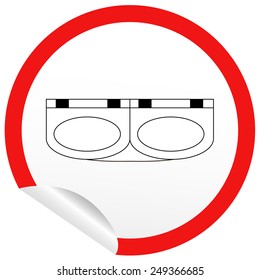 Flat sink icon on sticker for floor plan outline. Line editable EPS10 vector furniture illustration. View from above