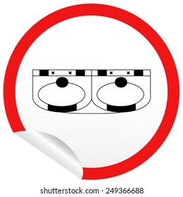 Flat sink icon on sticker for floor plan outline. Line editable EPS10 vector furniture illustration. View from above