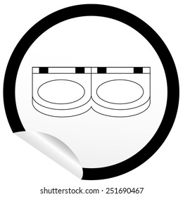 Flat sink icon on sticker for floor plan outline. Line editable EPS10 vector furniture illustration. View from above