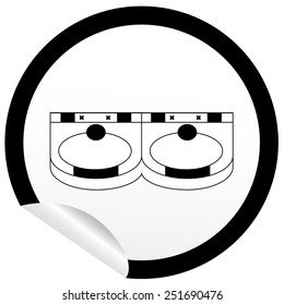Flat sink icon on sticker for floor plan outline. Line editable EPS10 vector furniture illustration. View from above