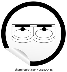 Flat sink icon on sticker for floor plan outline. Line editable EPS10 vector furniture illustration. View from above