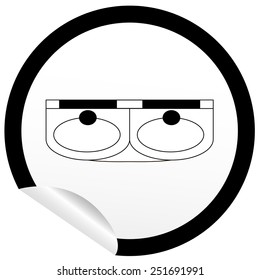 Flat sink icon on sticker for floor plan outline. Line editable EPS10 vector furniture illustration. View from above