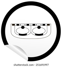Flat sink icon on sticker for floor plan outline. Line editable EPS10 vector furniture illustration. View from above