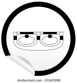 Flat sink icon on sticker for floor plan outline. Line editable EPS10 vector furniture illustration. View from above