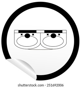 Flat sink icon on sticker for floor plan outline. Line editable EPS10 vector furniture illustration. View from above