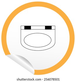 Flat sink icon on sticker for floor plan outline. Line editable EPS10 vector furniture illustration. View from above