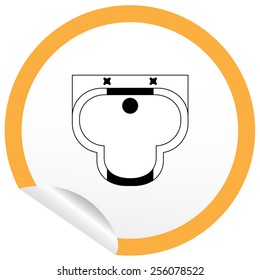 Flat sink icon on sticker for floor plan outline. Line editable EPS10 vector furniture illustration. View from above