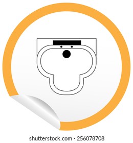 Flat sink icon on sticker for floor plan outline. Line editable EPS10 vector furniture illustration. View from above