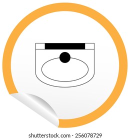 Flat sink icon on sticker for floor plan outline. Line editable EPS10 vector furniture illustration. View from above
