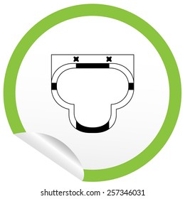 Flat sink icon on sticker for floor plan outline. Line editable EPS10 vector furniture illustration. View from above