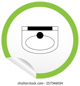 Flat sink icon on sticker for floor plan outline. Line editable EPS10 vector furniture illustration. View from above