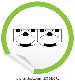 Flat sink icon on sticker for floor plan outline. Line editable EPS10 vector furniture illustration. View from above