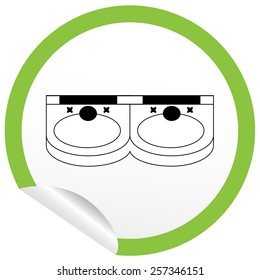 Flat sink icon on sticker for floor plan outline. Line editable EPS10 vector furniture illustration. View from above