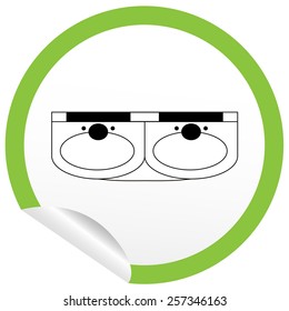 Flat sink icon on sticker for floor plan outline. Line editable EPS10 vector furniture illustration. View from above