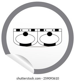 Flat sink icon on sticker for floor plan outline. Line editable EPS10 vector furniture illustration. View from above