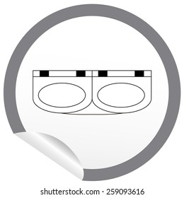 Flat sink icon on sticker for floor plan outline. Line editable EPS10 vector furniture illustration. View from above