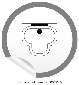 Flat sink icon on sticker for floor plan outline. Line editable EPS10 vector furniture illustration. View from above