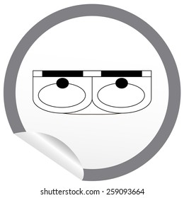 Flat sink icon on sticker for floor plan outline. Line editable EPS10 vector furniture illustration. View from above