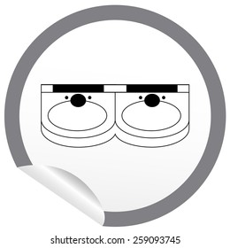 Flat sink icon on sticker for floor plan outline. Line editable EPS10 vector furniture illustration. View from above