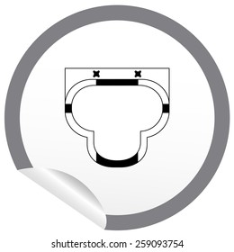 Flat sink icon on sticker for floor plan outline. Line editable EPS10 vector furniture illustration. View from above