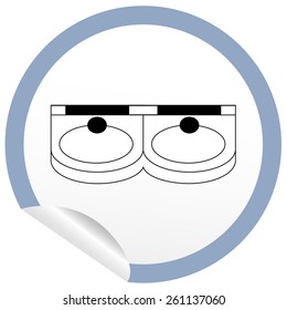 Flat sink icon on sticker for floor plan outline. Line editable EPS10 vector furniture illustration. View from above