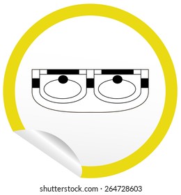 Flat sink icon on sticker for floor plan outline. Line editable EPS10 vector furniture illustration. View from above