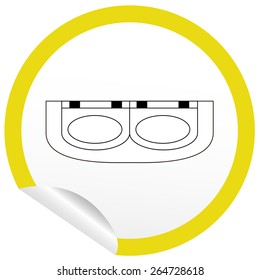Flat sink icon on sticker for floor plan outline. Line editable EPS10 vector furniture illustration. View from above