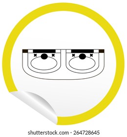 Flat sink icon on sticker for floor plan outline. Line editable EPS10 vector furniture illustration. View from above