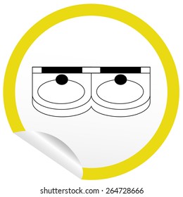 Flat sink icon on sticker for floor plan outline. Line editable EPS10 vector furniture illustration. View from above
