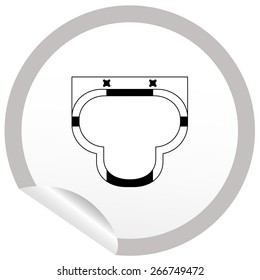 Flat sink icon on sticker for floor plan outline. Line editable EPS10 vector furniture illustration. View from above