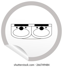 Flat sink icon on sticker for floor plan outline. Line editable EPS10 vector furniture illustration. View from above