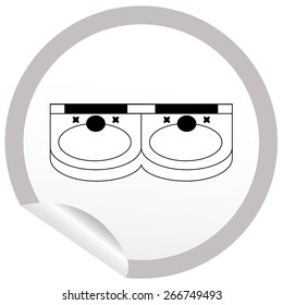 Flat sink icon on sticker for floor plan outline. Line editable EPS10 vector furniture illustration. View from above