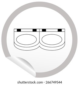 Flat sink icon on sticker for floor plan outline. Line editable EPS10 vector furniture illustration. View from above