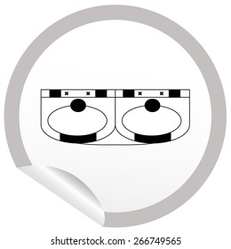 Flat sink icon on sticker for floor plan outline. Line editable EPS10 vector furniture illustration. View from above