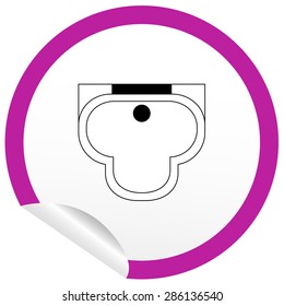 Flat sink icon on sticker for floor plan outline. Line editable EPS10 vector furniture illustration. View from above