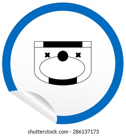 Flat sink icon on sticker for floor plan outline. Line editable EPS10 vector furniture illustration. View from above