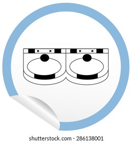 Flat sink icon on sticker for floor plan outline. Line editable EPS10 vector furniture illustration. View from above