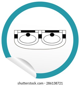 Flat sink icon on sticker for floor plan outline. Line editable EPS10 vector furniture illustration. View from above