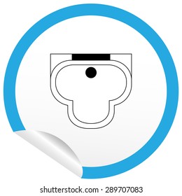 Flat sink icon on sticker for floor plan outline. Line editable EPS10 vector furniture illustration. View from above