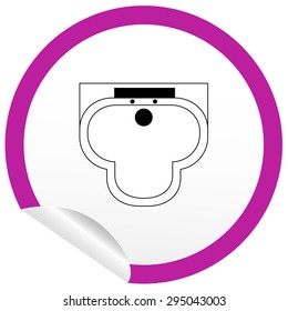 Flat sink icon on sticker for floor plan outline. Line editable EPS10 vector furniture illustration. View from above