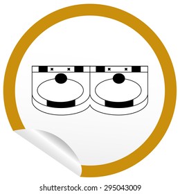Flat sink icon on sticker for floor plan outline. Line editable EPS10 vector furniture illustration. View from above