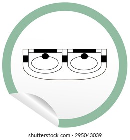 Flat sink icon on sticker for floor plan outline. Line editable EPS10 vector furniture illustration. View from above